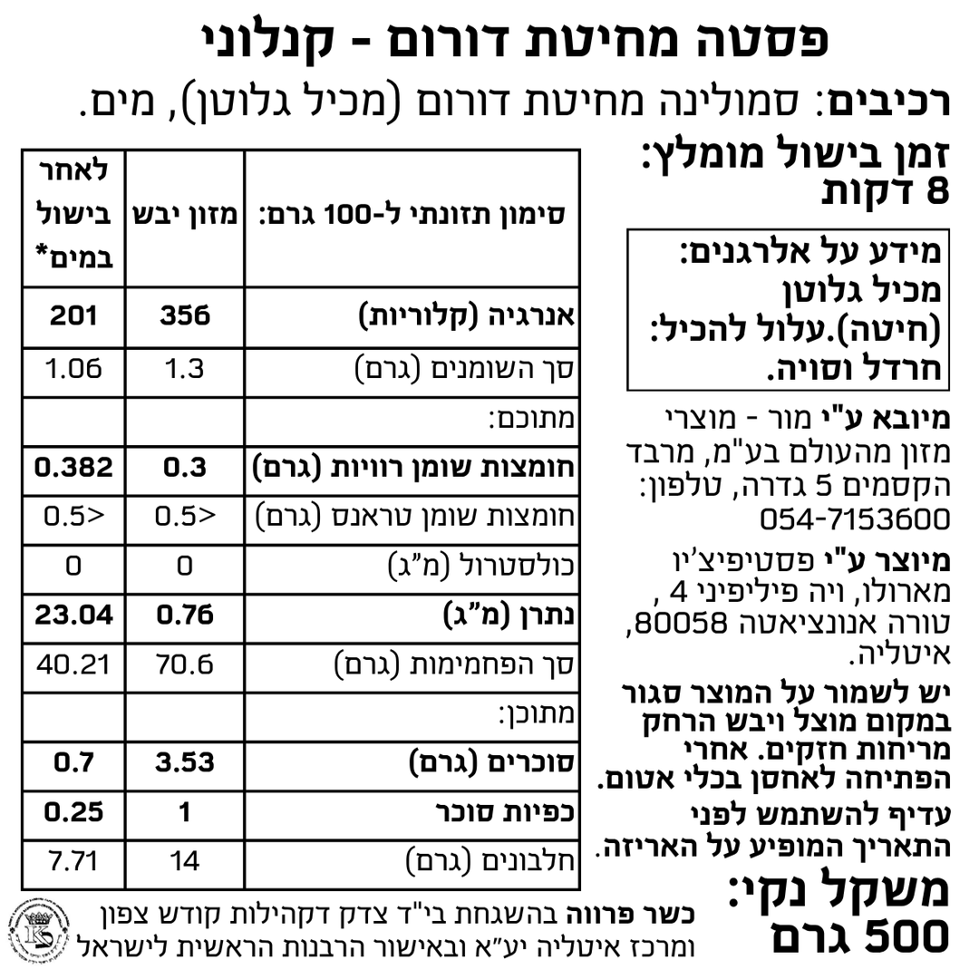פסטה מחיטת דורום - קנלוני