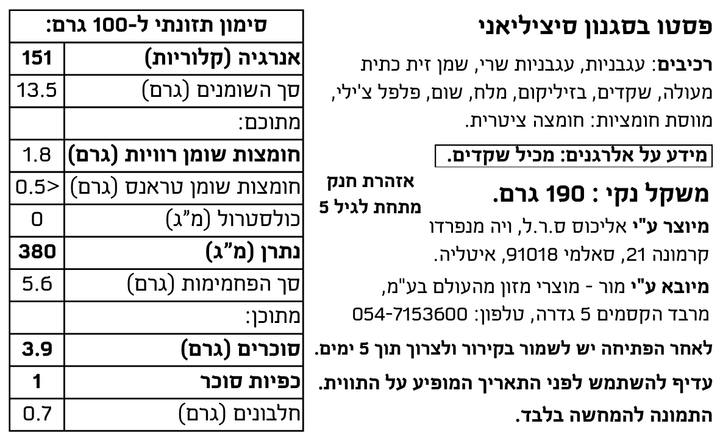 פסטו בסגנון סיציליאני