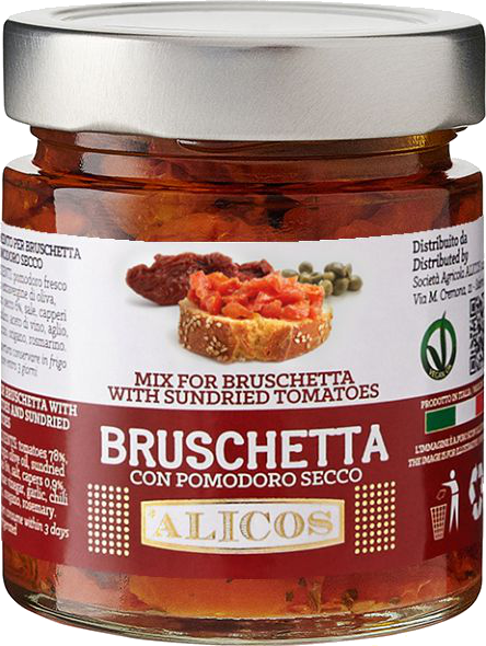 תערובת עגבניות ועגבניות מיובשות עבור ברוסקטה